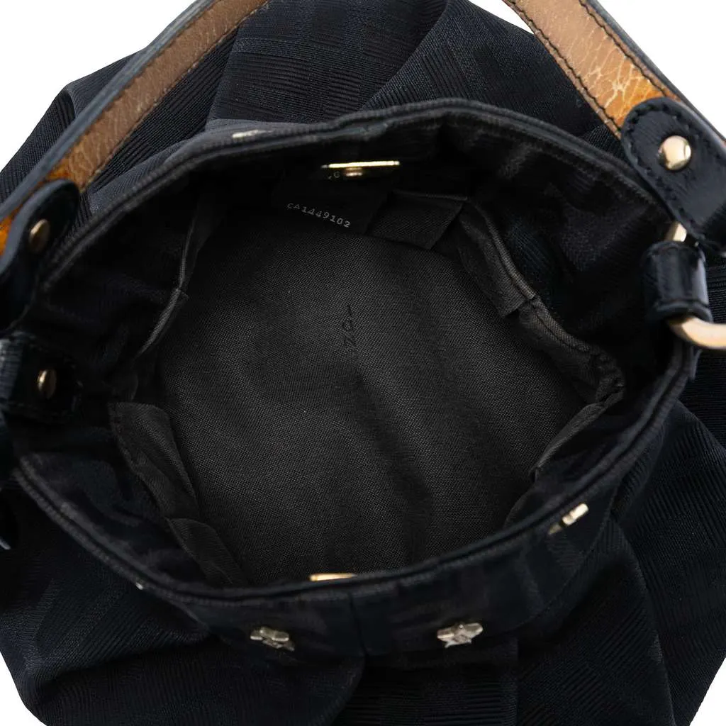 Fendi Mini Zucca Canvas Star Studded Chef Shoulder Bag Black Canvas Very good - Model View