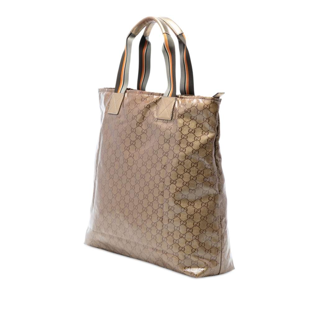 Gucci GG Crystal Vertical Web Tote Gold Canvas Good condition - Back View