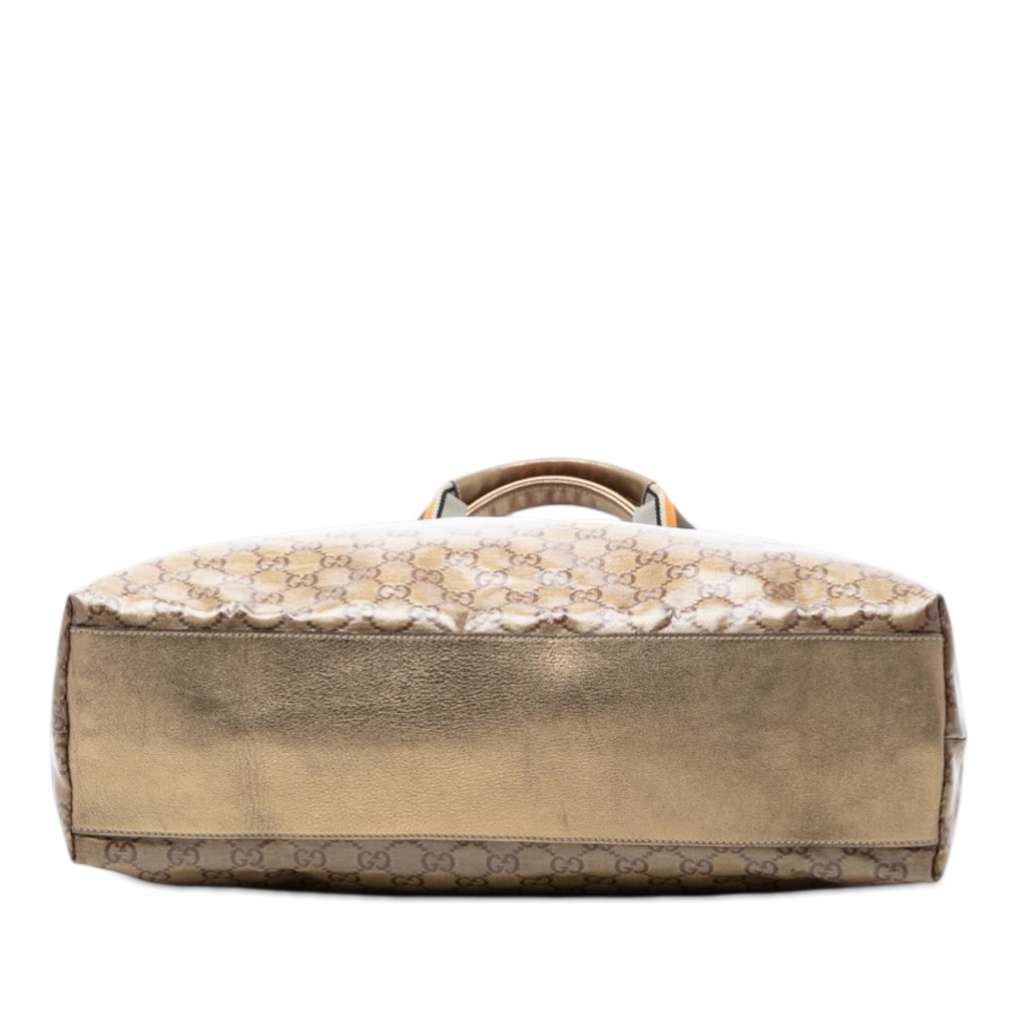 Gucci GG Crystal Vertical Web Tote Gold Canvas Good condition - Inside View