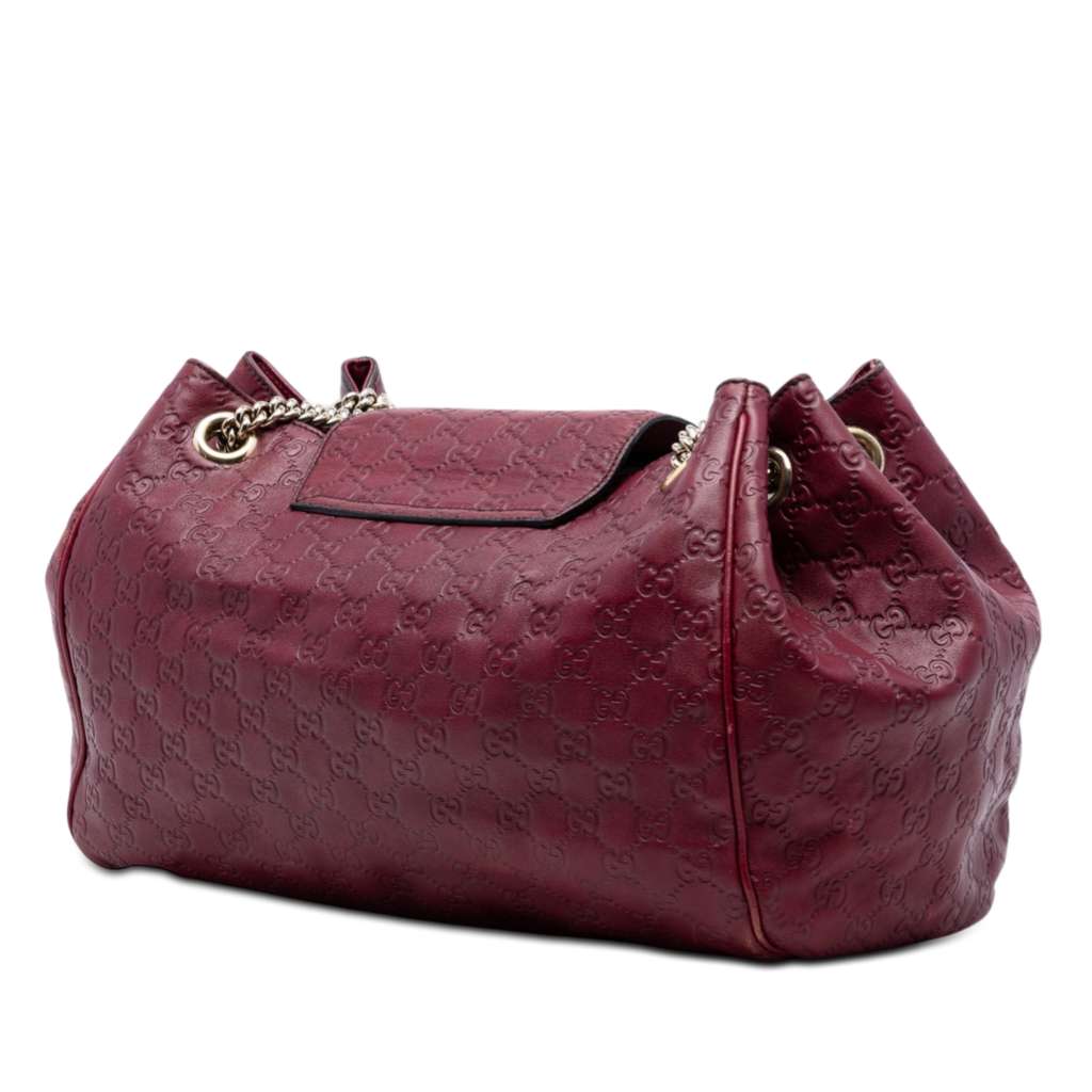Gucci Large Guccissima Emily Chain Shoulder Bag Red Leather Good condition - Back View