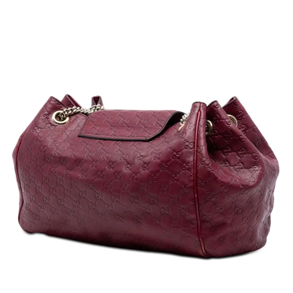 Gucci Large Guccissima Emily Chain Shoulder Bag Red Leather Very good - Back View