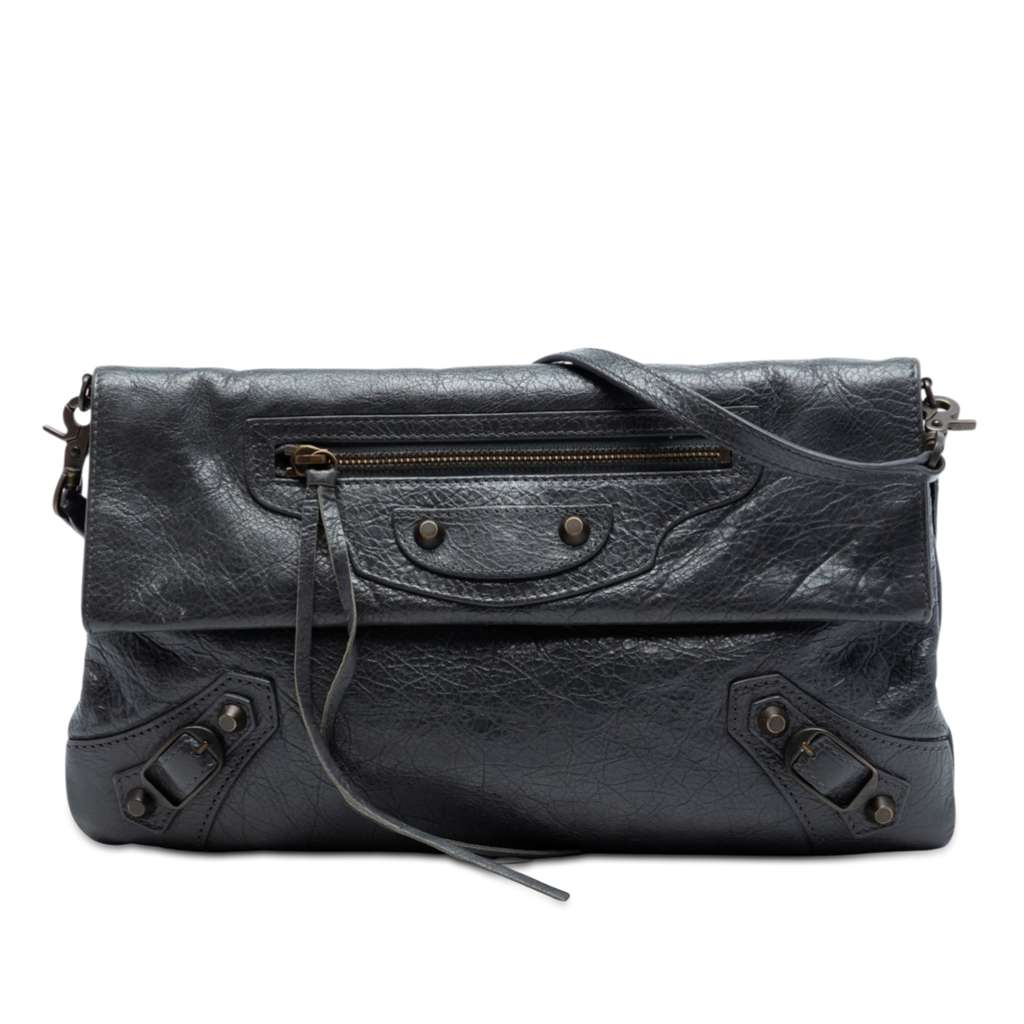 Balenciaga Chevre Motocross Classic Envelope Clutch with Strap