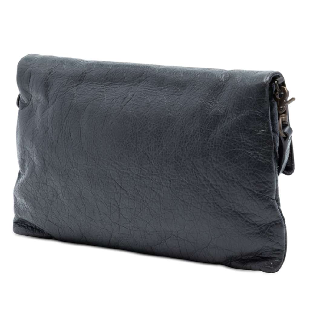 Balenciaga Chevre Motocross Classic Envelope Clutch with Strap Grey Leather Good condition - Back View