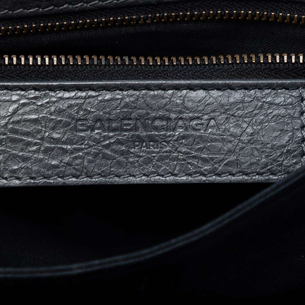 Balenciaga Chevre Motocross Classic Envelope Clutch with Strap Grey Leather Good condition - Box View