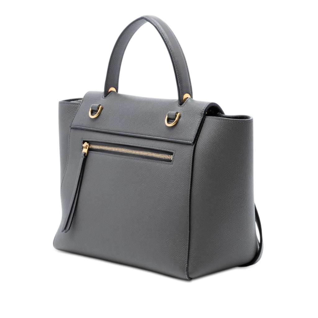 Celine Micro Grained Calfskin Belt Bag Grey Leather Good condition - Back View