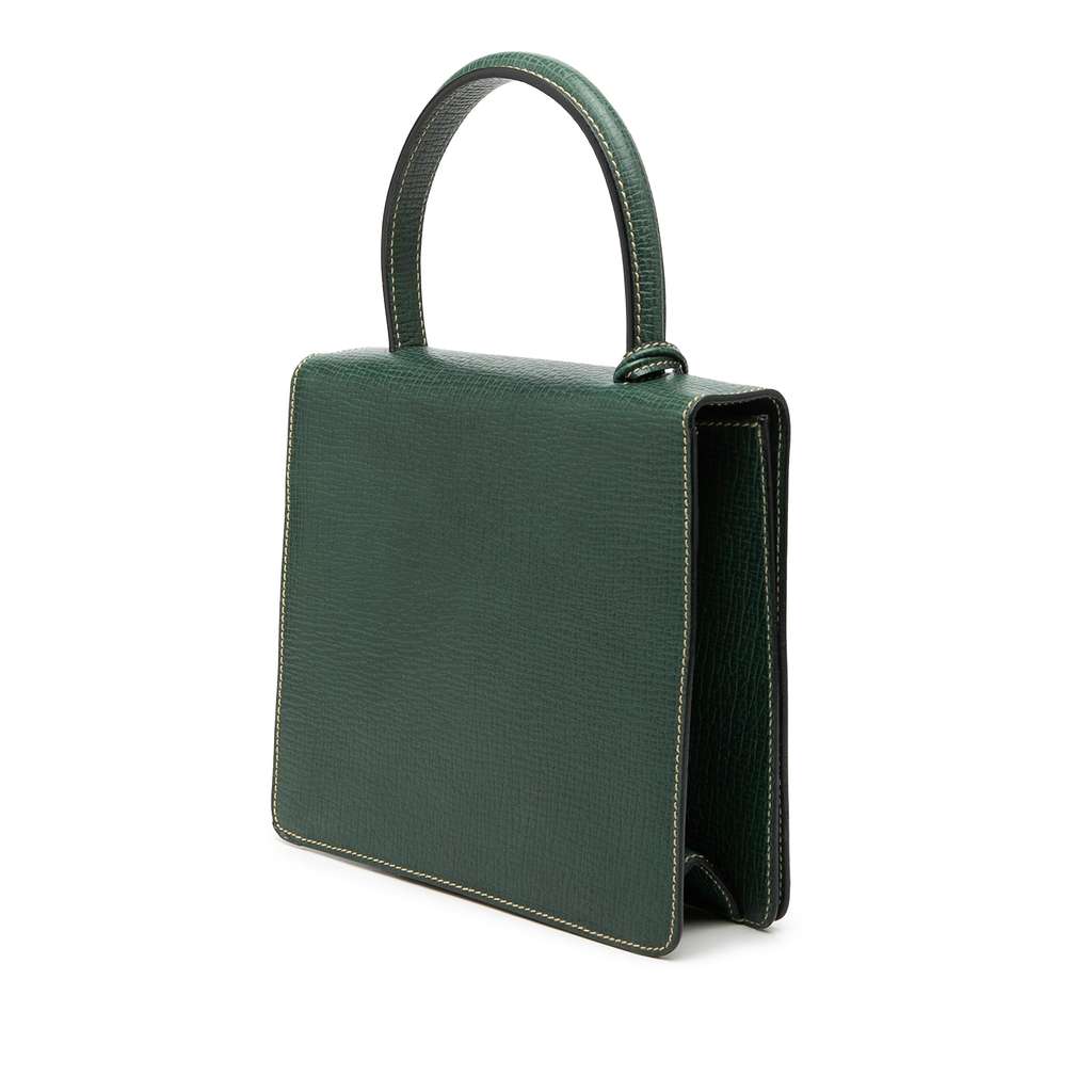 Loewe Textured Leather Barcelona Top Handle Bag Green Leather Good condition - Back View