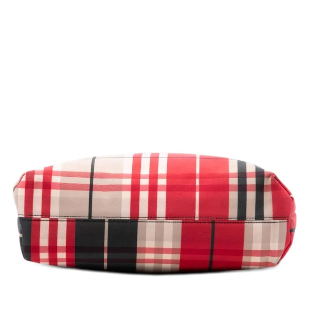 Burberry House Check Canvas Tote Red Canvas Good - Inside View