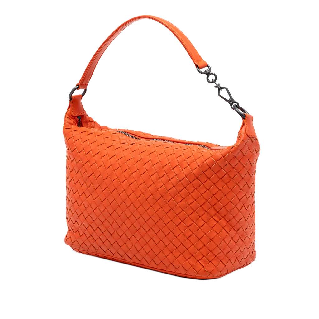 Bottega Veneta Small Nappa Intrecciato Shoulder Bag Orange Leather Good condition - Back View