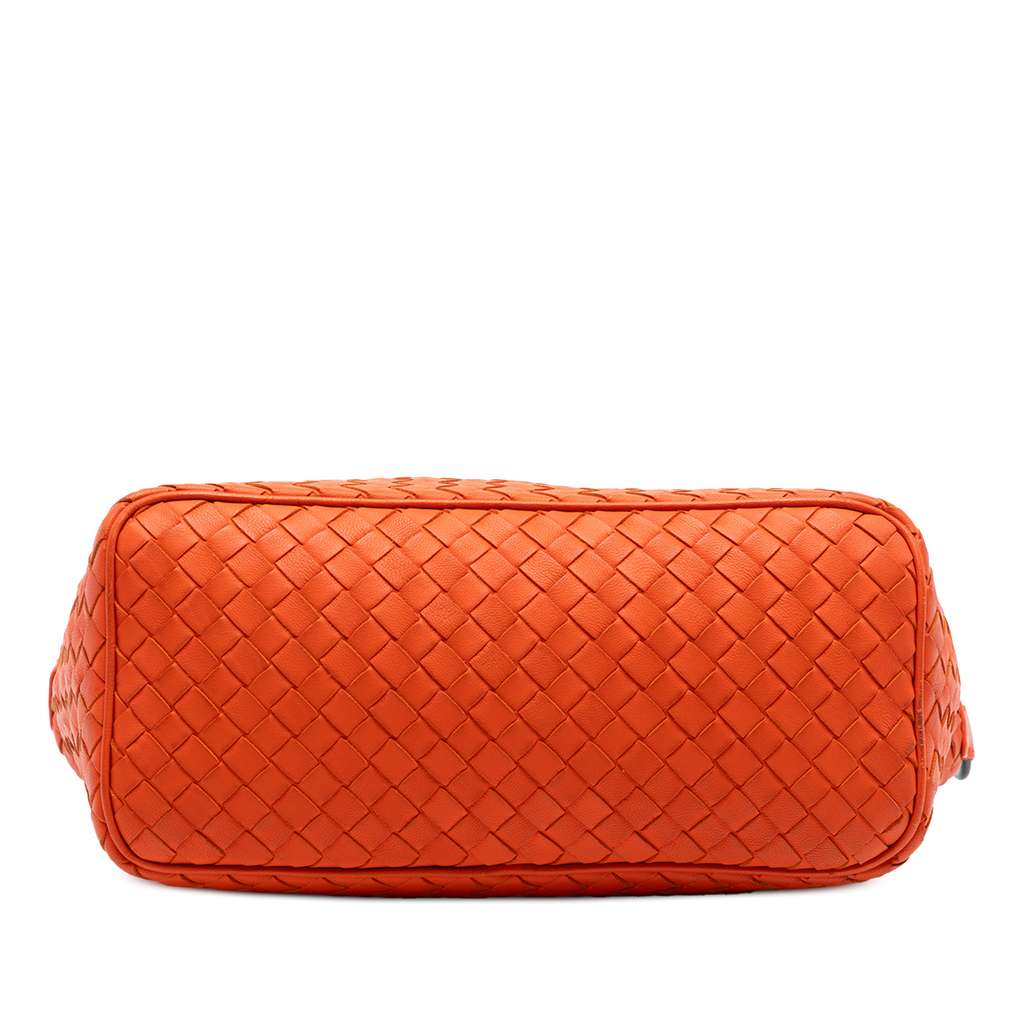Bottega Veneta Small Nappa Intrecciato Shoulder Bag Orange Leather Good condition - Inside View