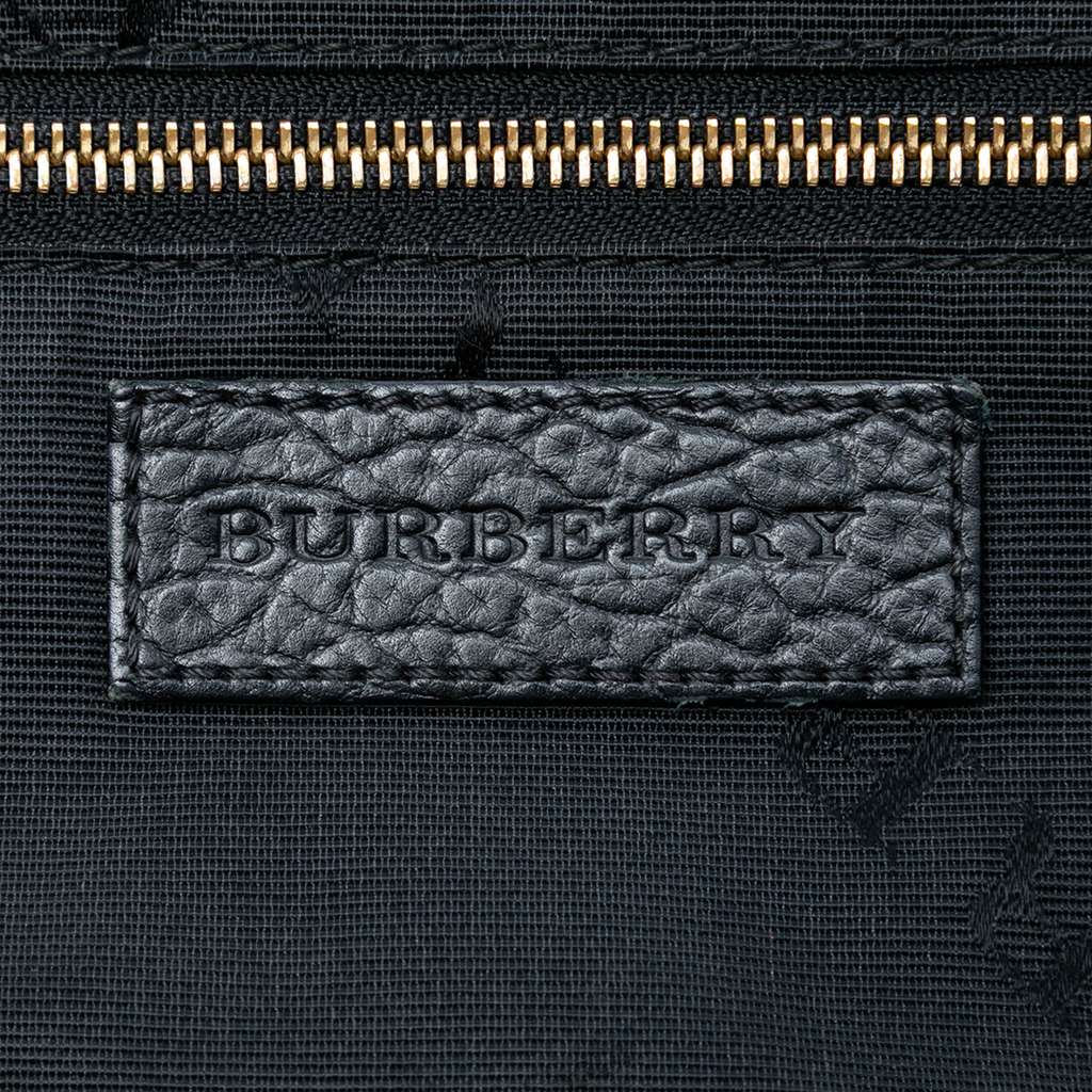 Burberry Small Heritage Grain Check Embossed Leather Orchard Bowling Bag Black Leather Good condition - Box View