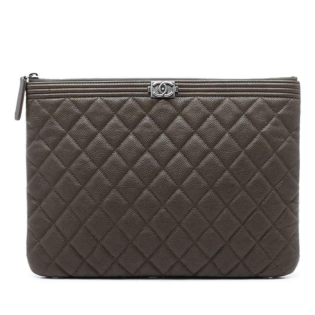 Chanel Medium Quilted Caviar Boy O Case Clutch