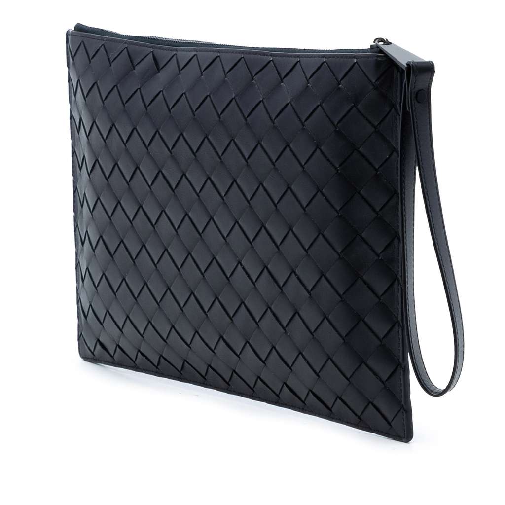 Bottega Veneta Nappa Intrecciato Clutch Black Leather Good condition - Back View