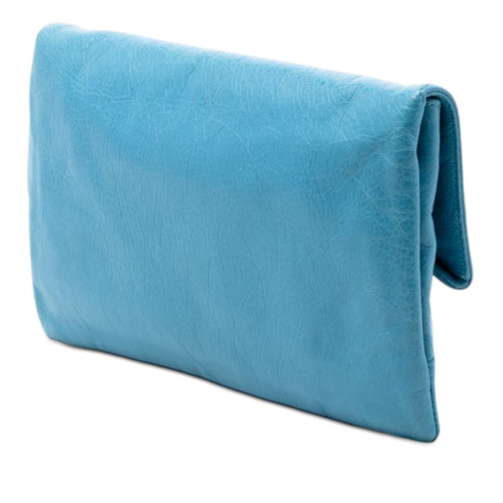 Balenciaga Lambskin Motocross Giant 12 Envelope Clutch Blue Leather Good condition - Back View