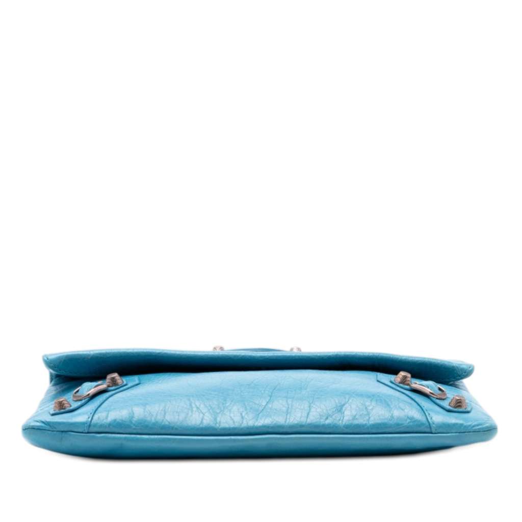 Balenciaga Lambskin Motocross Giant 12 Envelope Clutch Blue Leather Good condition - Inside View