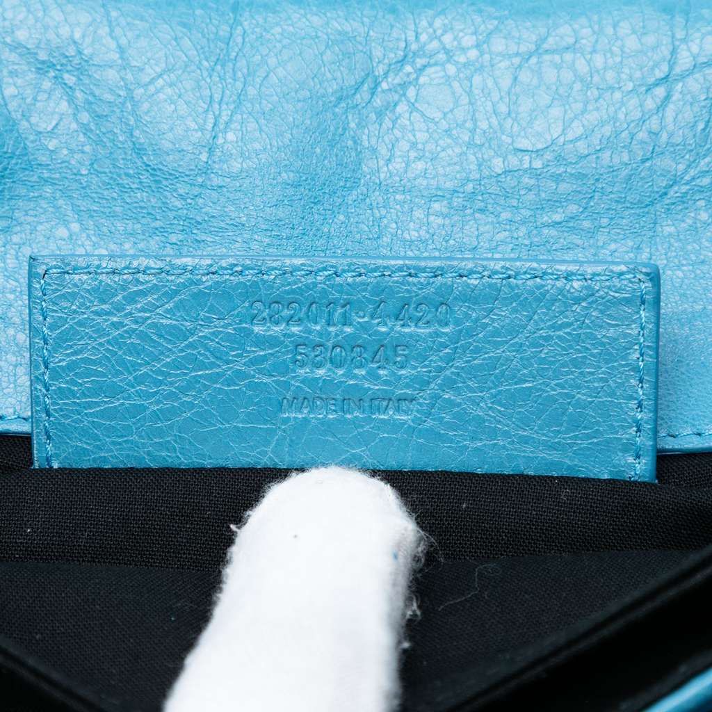 Balenciaga Lambskin Motocross Giant 12 Envelope Clutch Blue Leather Good condition - Box View