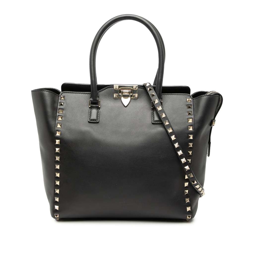 Valentino Medium Leather Rockstud Double Handle Tote