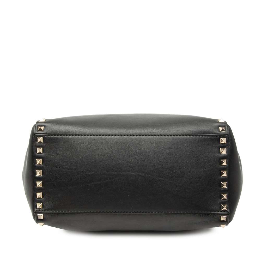 Valentino Medium Leather Rockstud Double Handle Tote Black Leather Good condition - Inside View