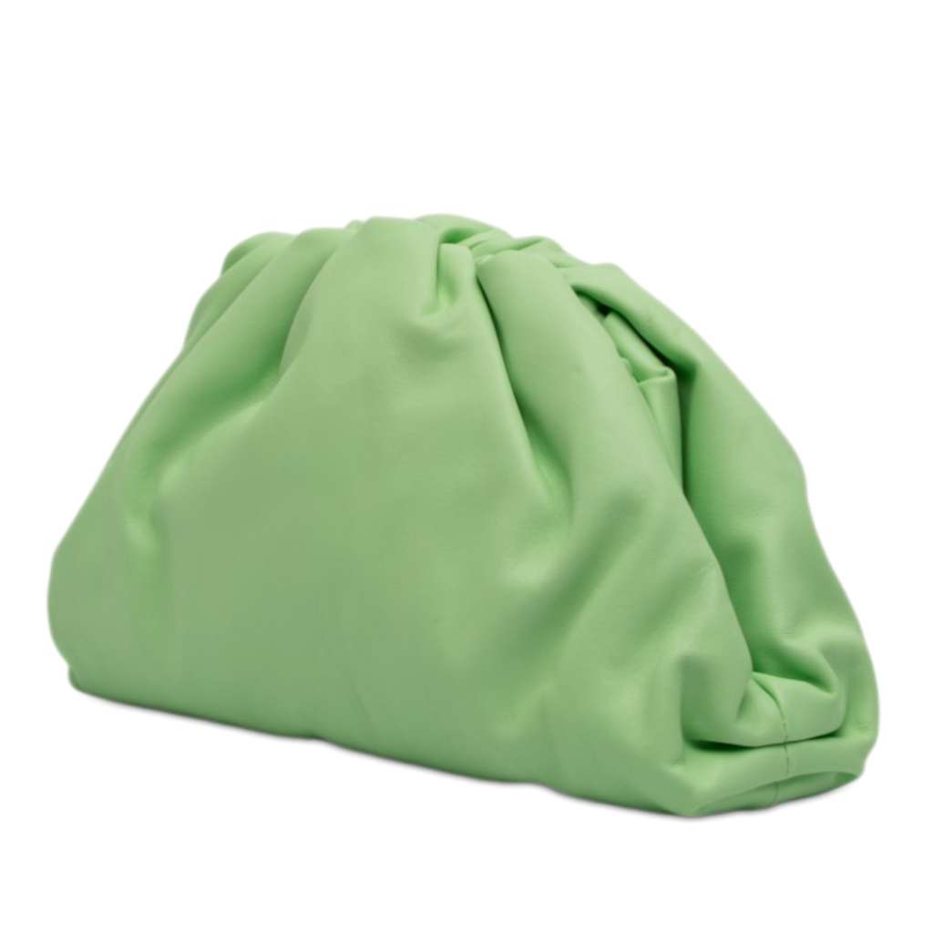 Bottega Veneta Teen Lambskin The Pouch Green Leather Good condition - Back View