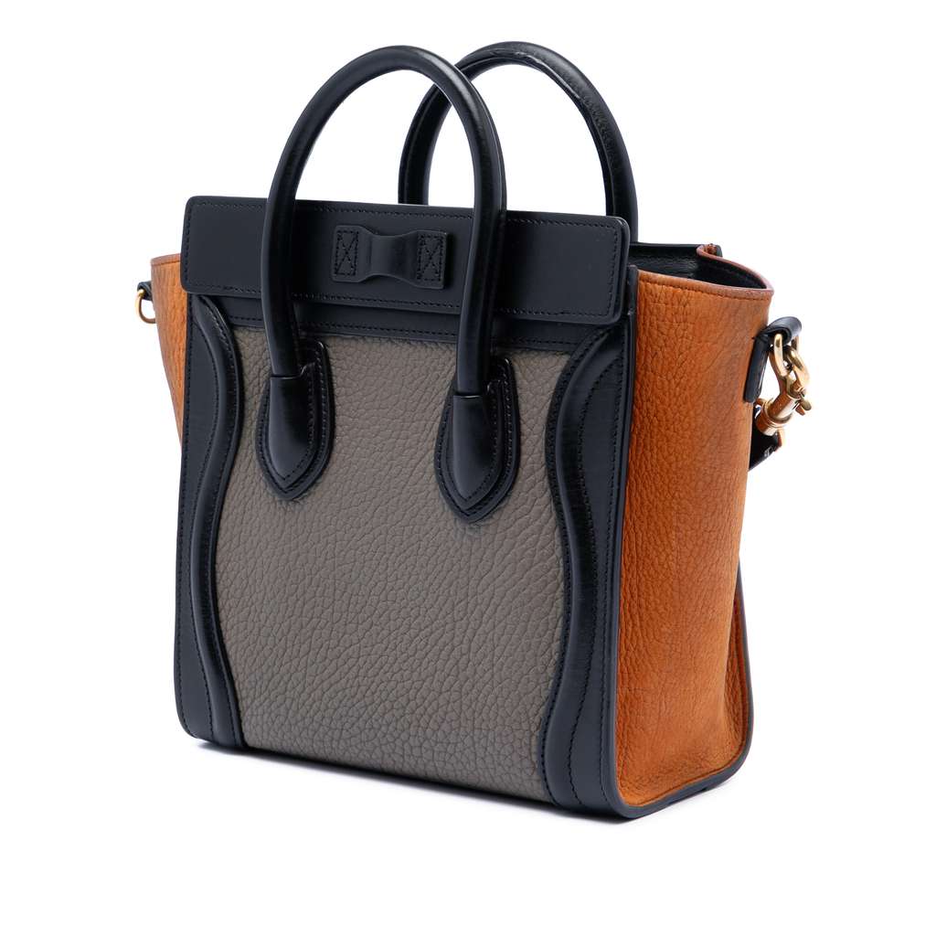 Celine Nano Tricolor Leather Luggage Tote Brown Leather Good condition - Back View