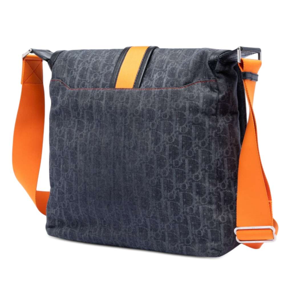Dior Diorissimo Denim Flight Messenger Bag Blue Denim Good condition - Back View
