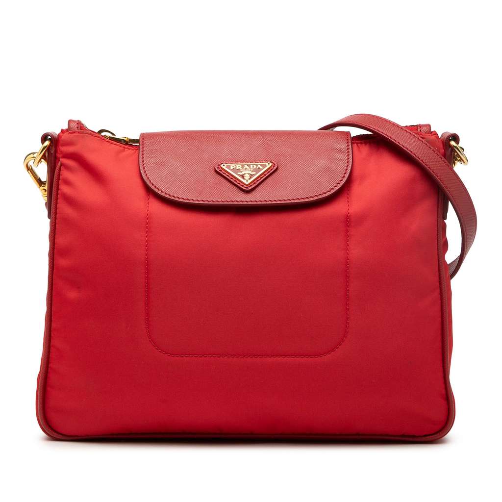 Prada Saffiano Trimmed Tessuto Crossbody