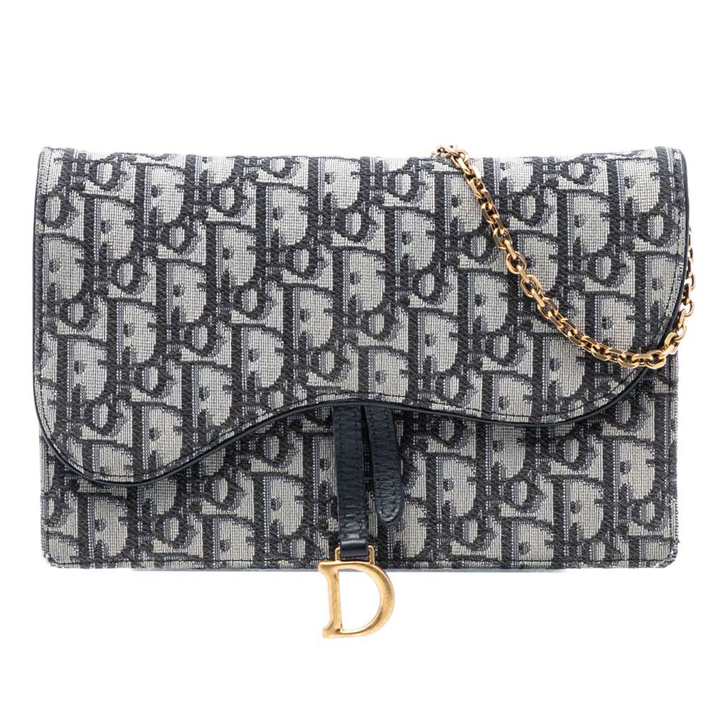 Dior Oblique Canvas Saddle Pouch Wallet on Chain