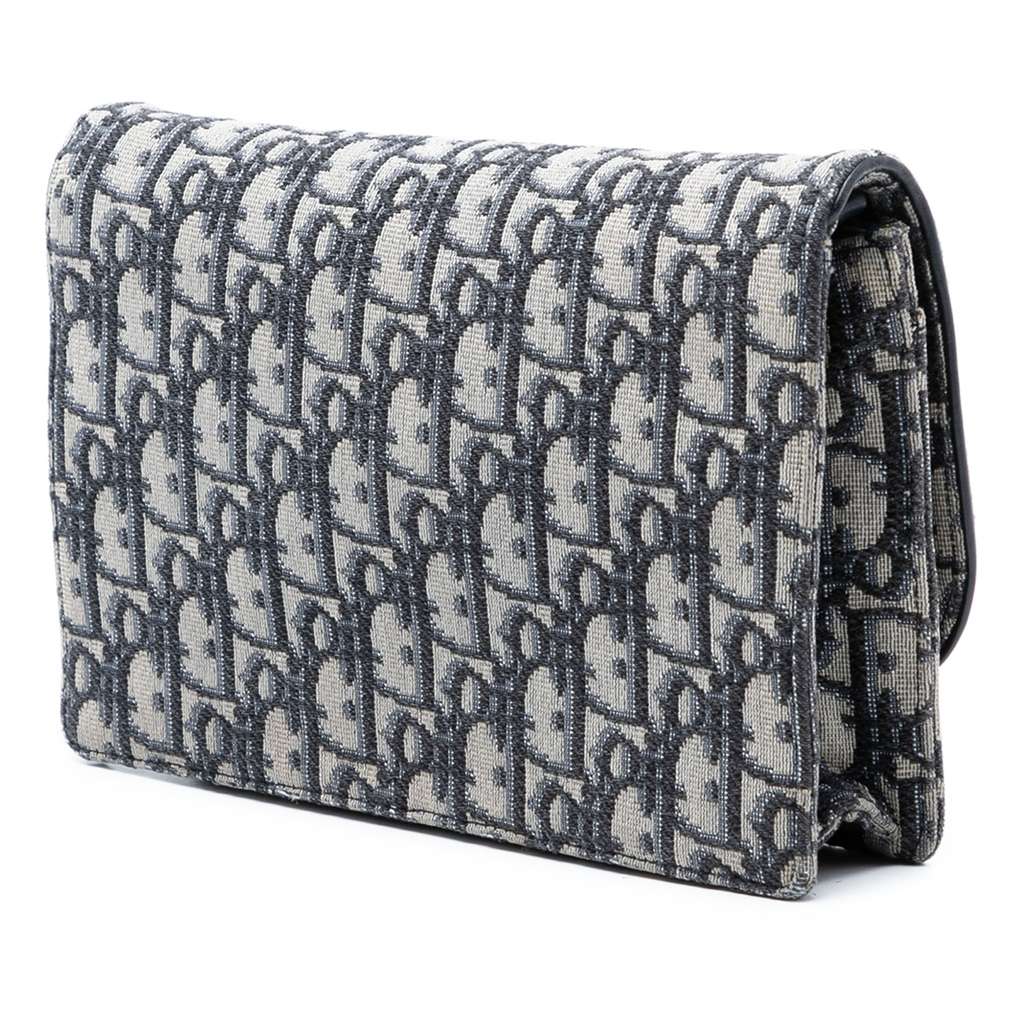 Dior Oblique Canvas Saddle Pouch Wallet on Chain Blue Canvas Good condition - Back View