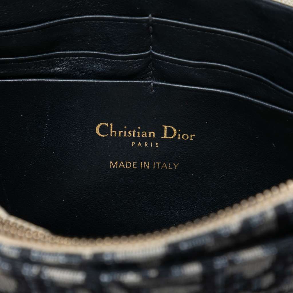 Dior Oblique Canvas Saddle Pouch Wallet on Chain Blue Canvas Good condition - Box View