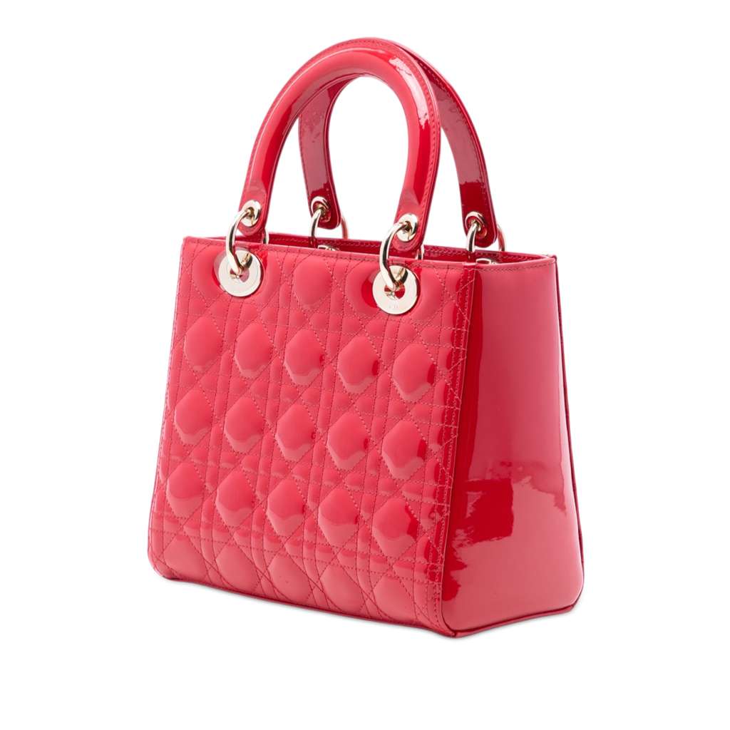 Dior Medium Patent Cannage Lady Dior Red Leather Good condition - Back View