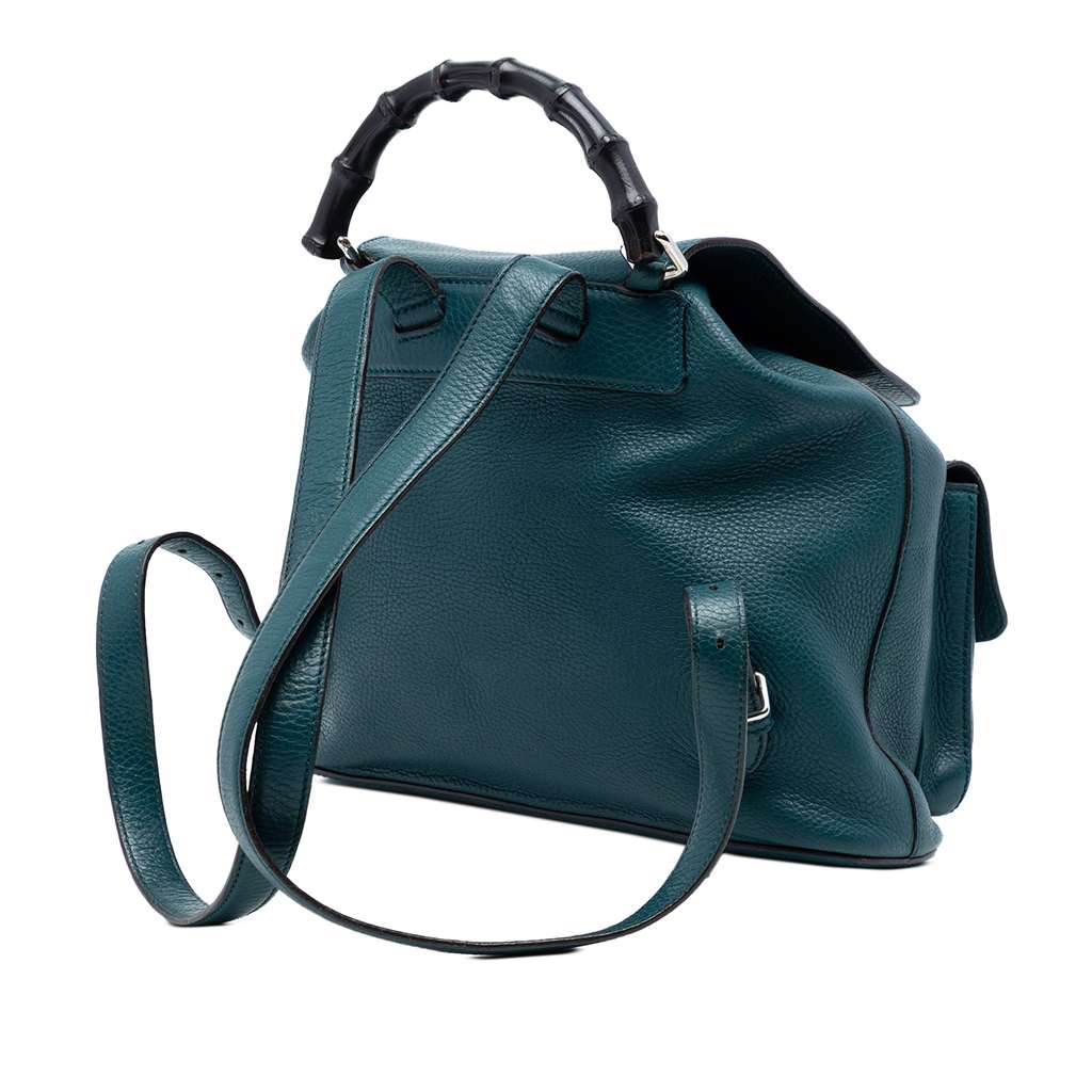 Gucci Leather Bamboo Tassel Backpack Green Leather Good condition - Back View