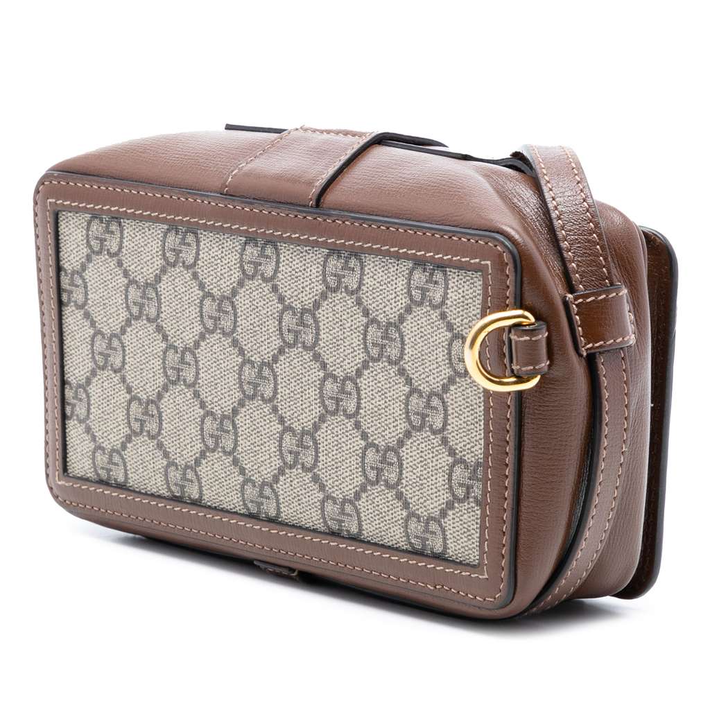 Gucci Mini GG Supreme Clasp Crossbody Beige Canvas Good condition - Back View