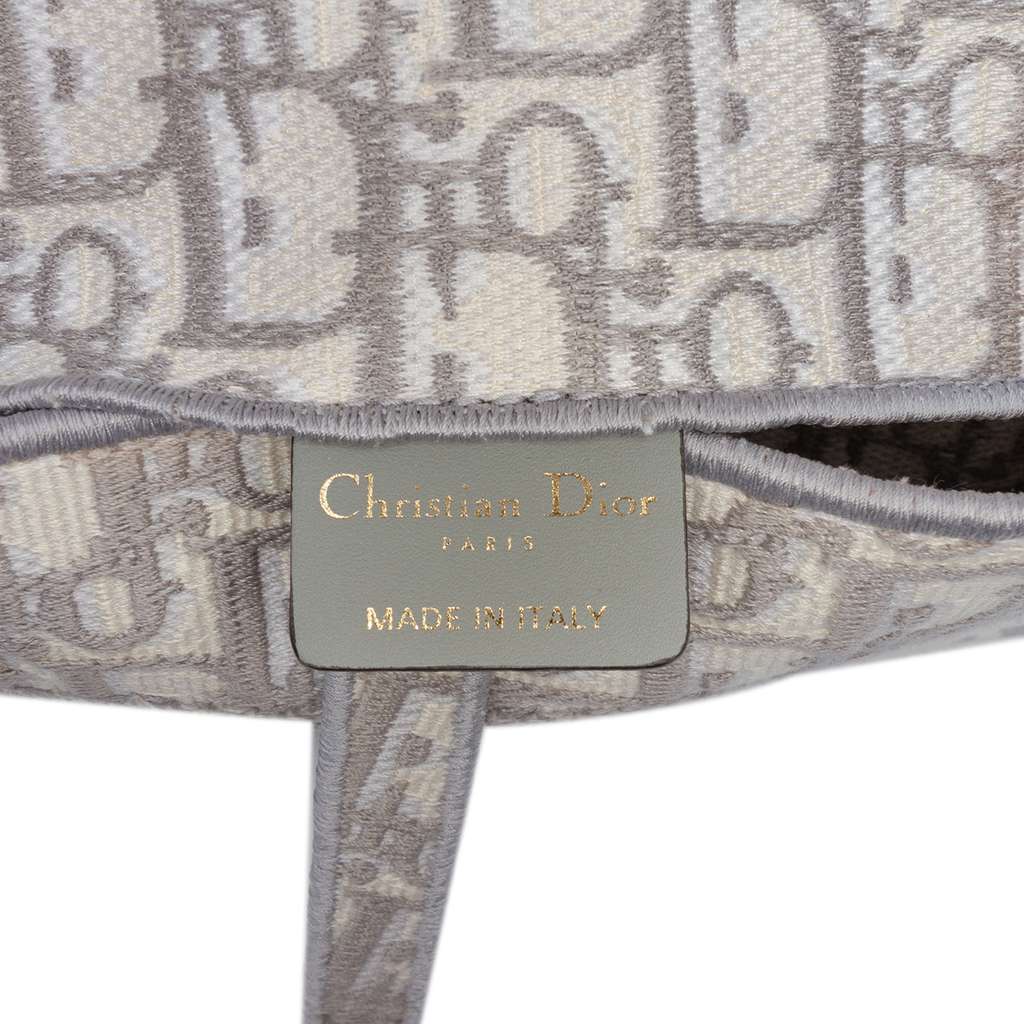 Dior Oblique Canvas Embroidered Saddle Belt Bag Grey Canvas Good condition - Box View