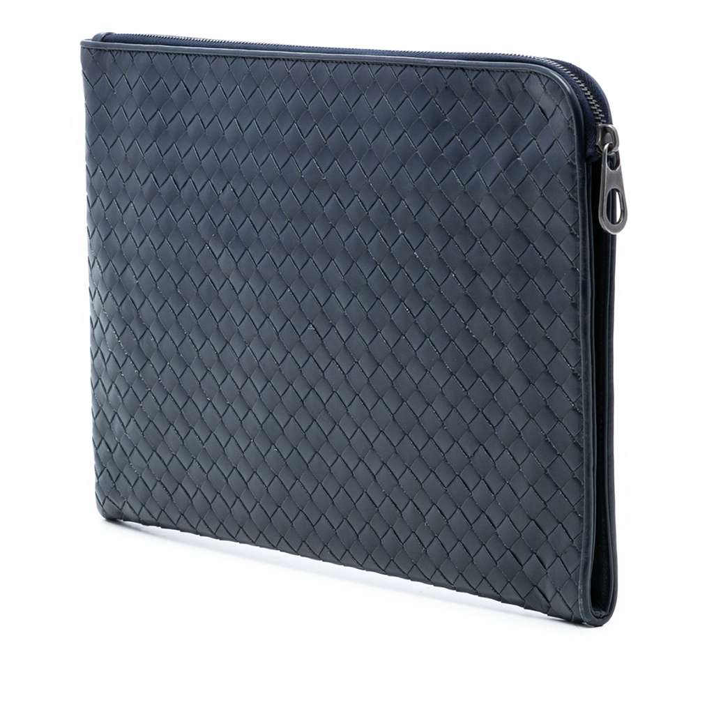 Bottega Veneta Medium Nappa Intrecciato Document Case Blue Leather Good condition - Back View