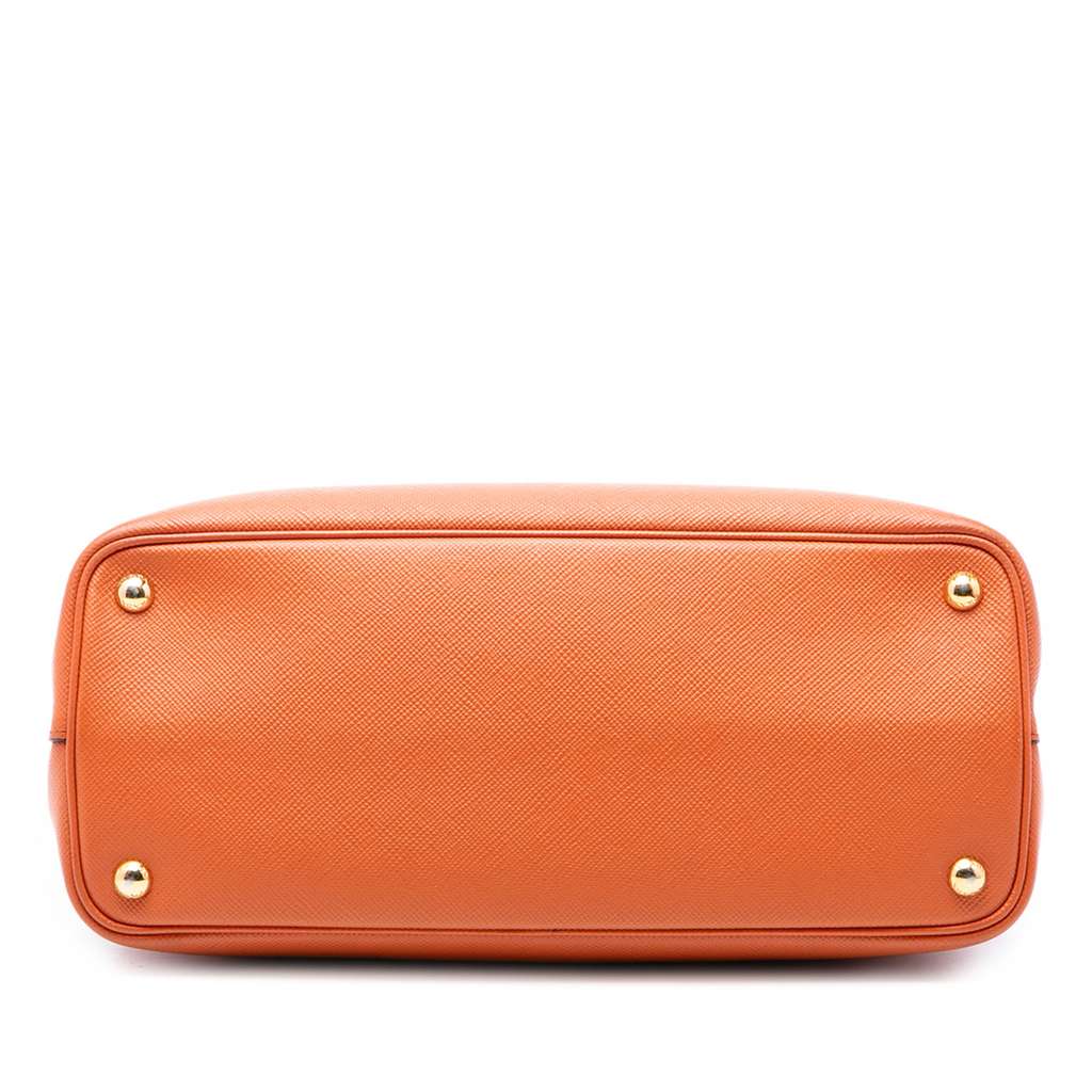 Prada Medium Saffiano Cuir Double Satchel Orange Leather Good condition - Inside View