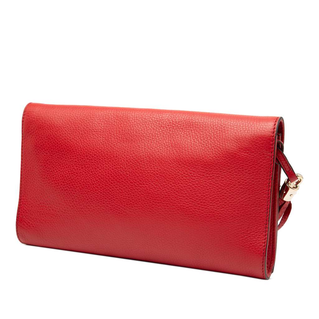 Gucci Leather Soho Disco Clutch Red Leather Good condition - Back View