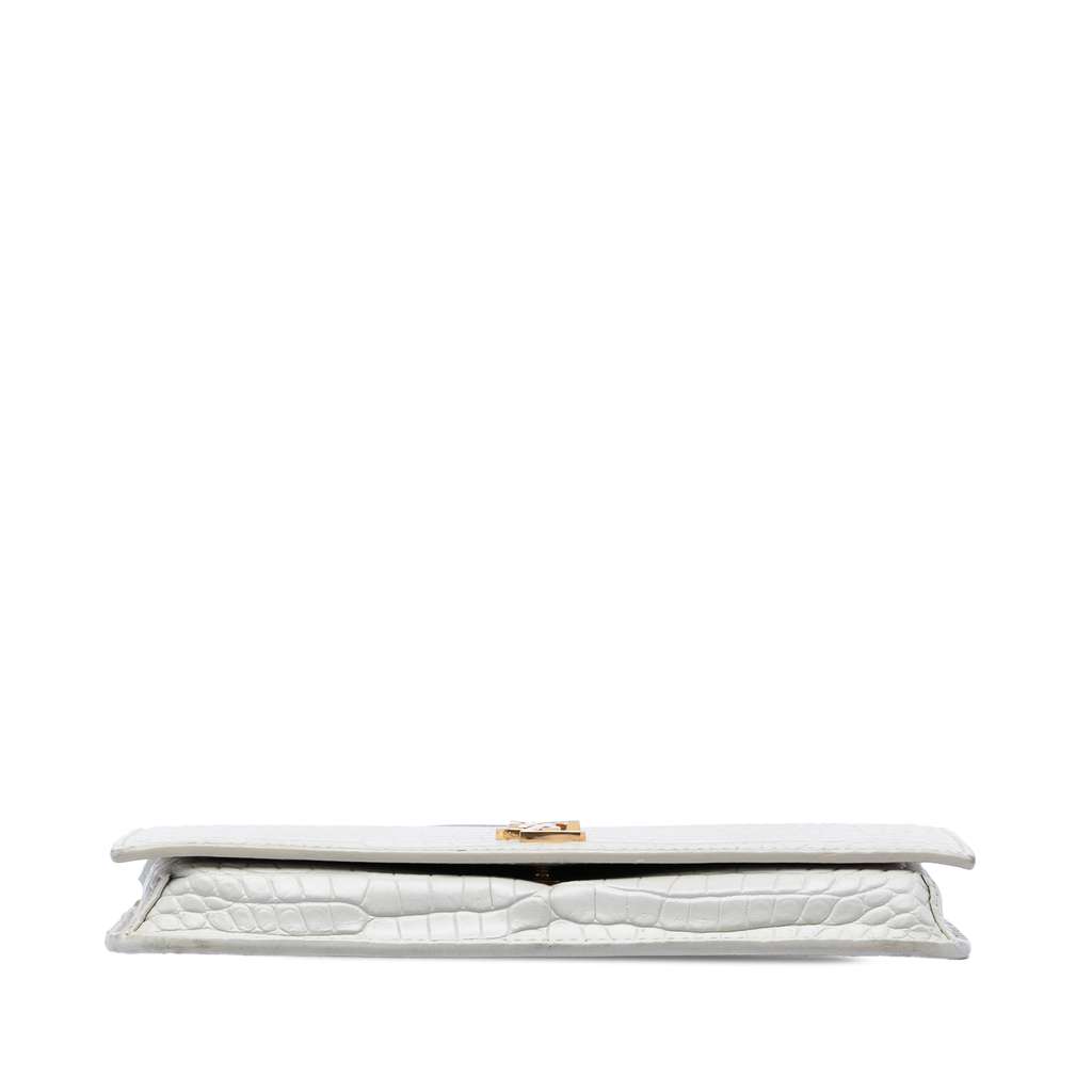 Saint Laurent Croc Embossed Leather Monogram Cassandre Crossbody White Leather Good condition - Inside View