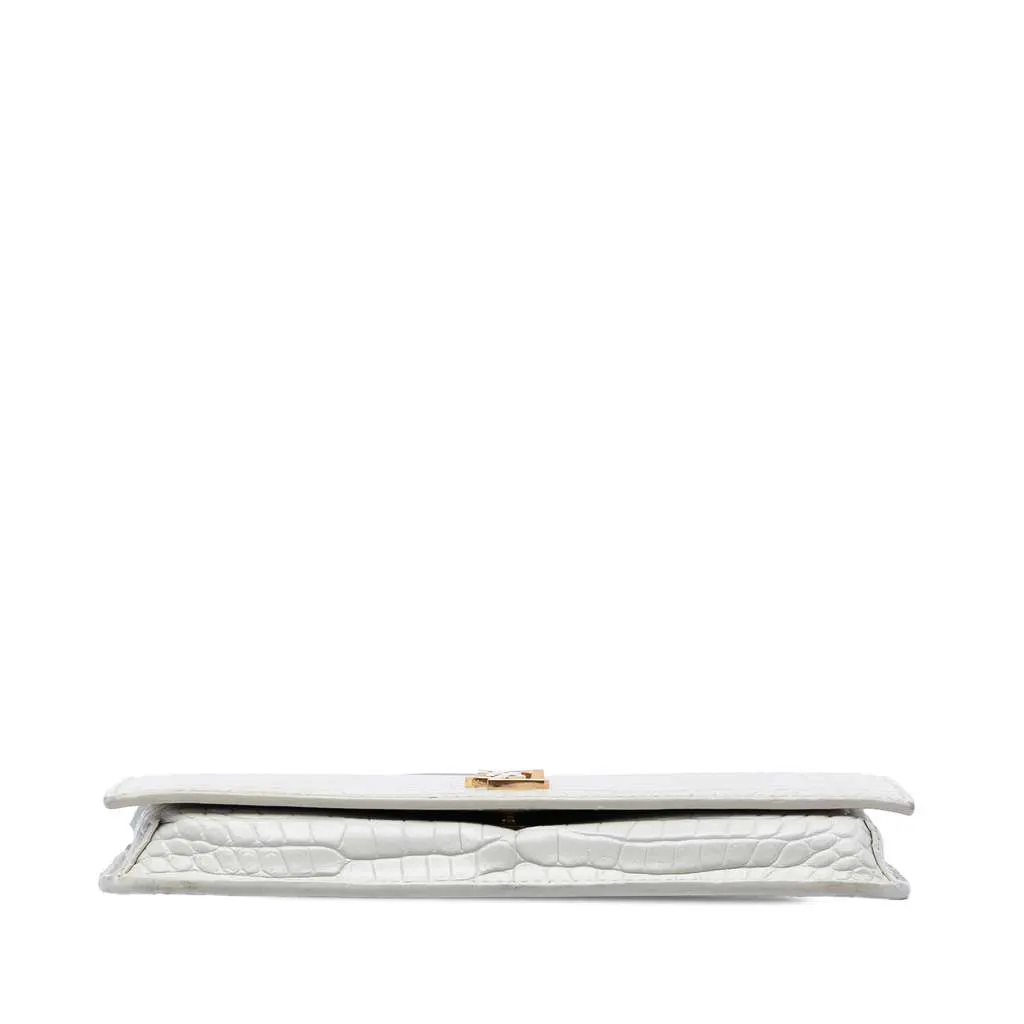 Saint Laurent Croc Embossed Leather Monogram Cassandre Crossbody White Leather Very good - Inside View