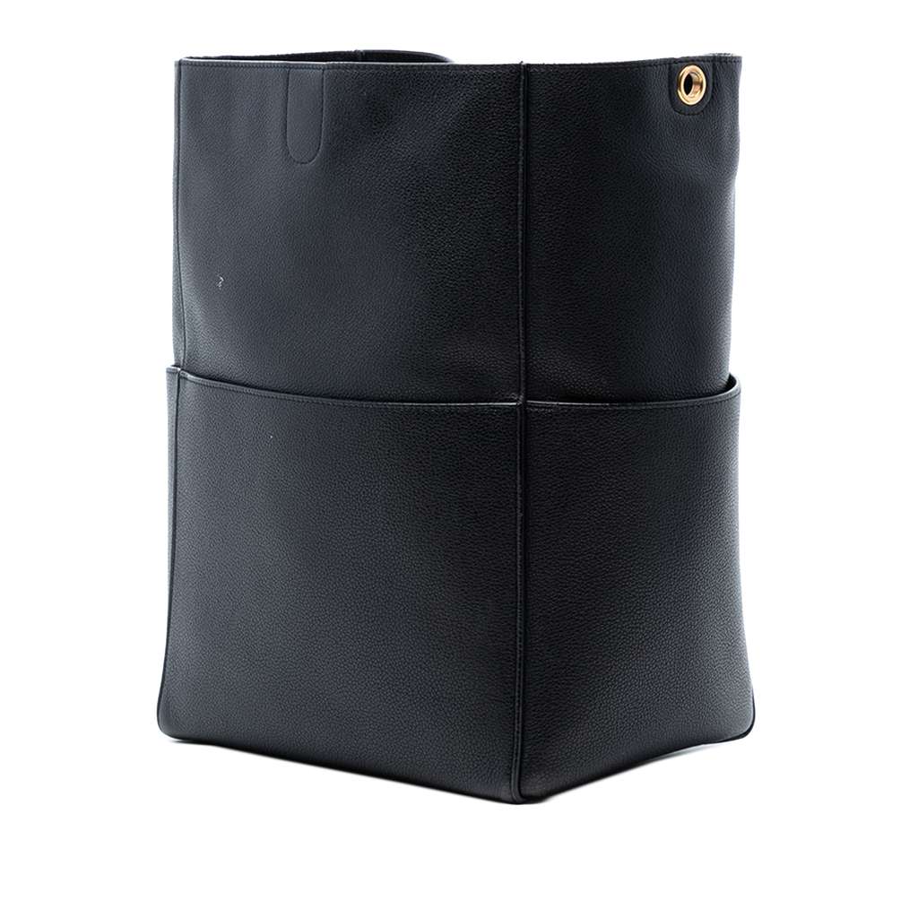 Celine Medium Leather Seau Sangle Bucket Bag Black Leather Good condition - Back View