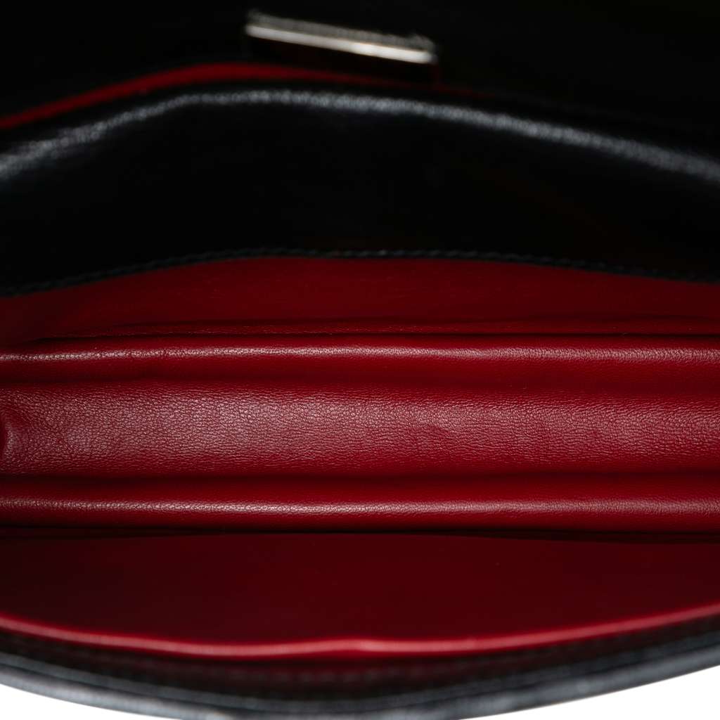 Prada Woven Goatskin Madras Chain Flap Bag Black Leather Good condition - Model View