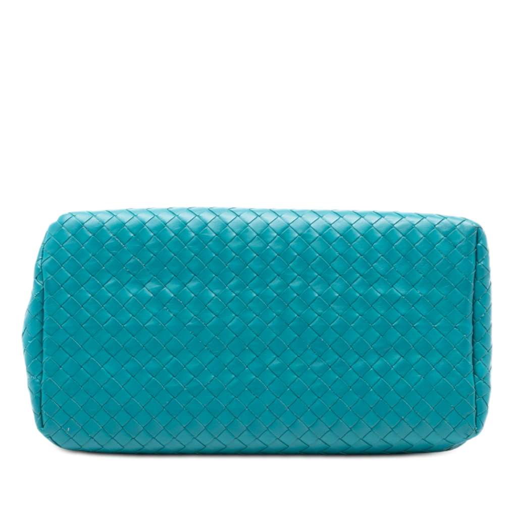 Bottega Veneta Small Nappa Intrecciato Roma Satchel Blue Leather Good condition - Inside View