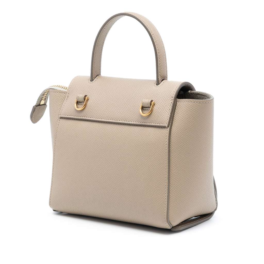 Celine Pico Grained Calfskin Belt Bag Beige Leather Good condition - Back View