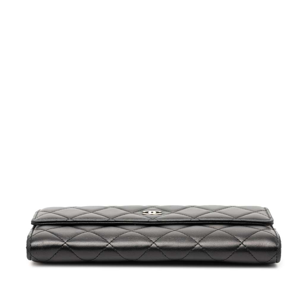 Chanel CC Quilted Lambskin Long Wallet Black Leather Very good condition - Inside View