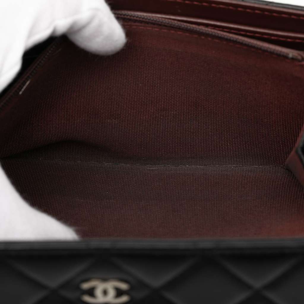Chanel CC Quilted Lambskin Long Wallet Black Leather Very good condition - Box View
