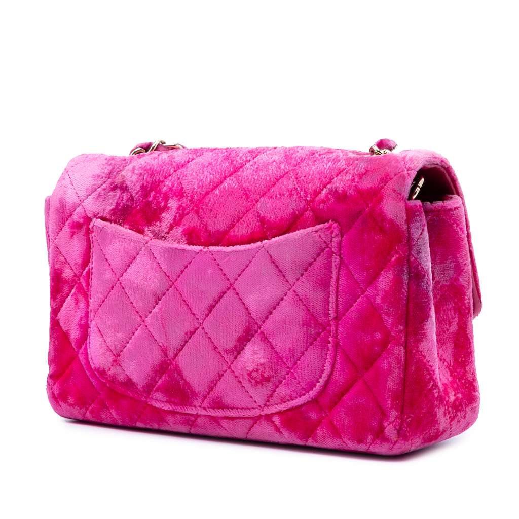 Chanel Mini Rectangular Classic Velvet Single Flap Pink Velvet Very good condition - Back View