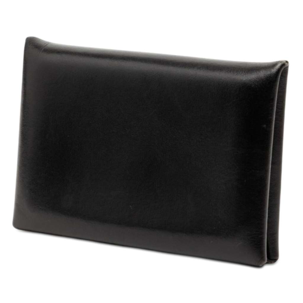Hermès Box Calf Calvi Card Holder Black Leather Very good condition - Back View