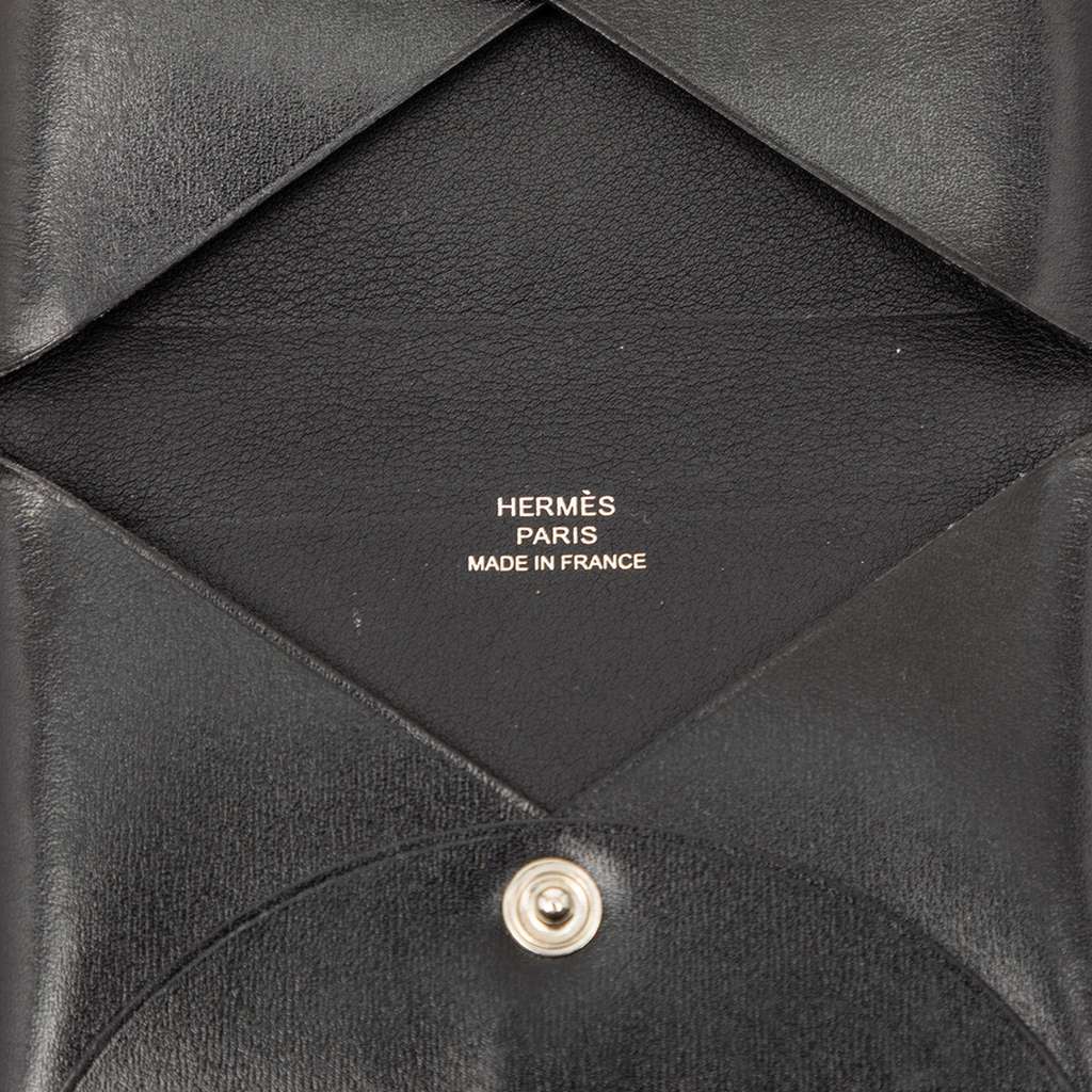Hermès Box Calf Calvi Card Holder Black Leather Very good condition - Box View