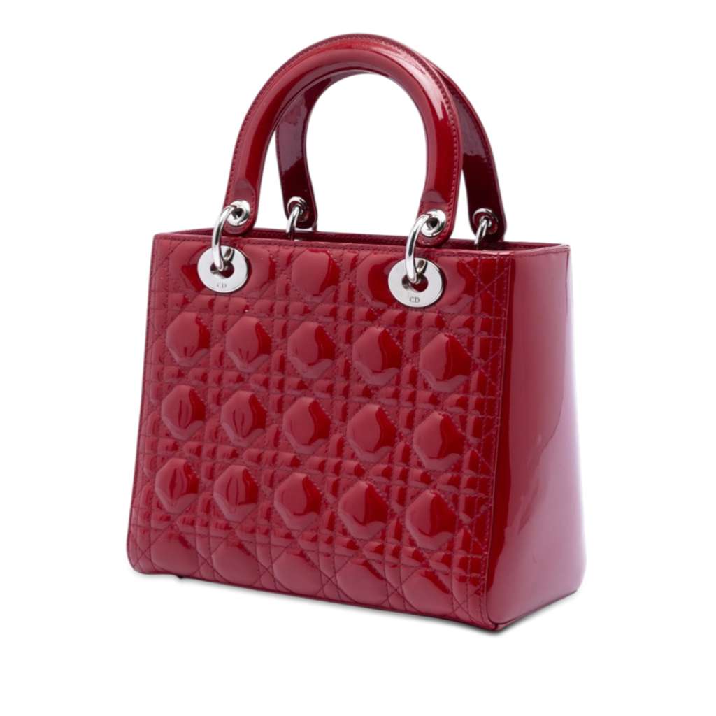 Dior Medium Patent Cannage Lady Dior Red Leather Very good condition - Back View