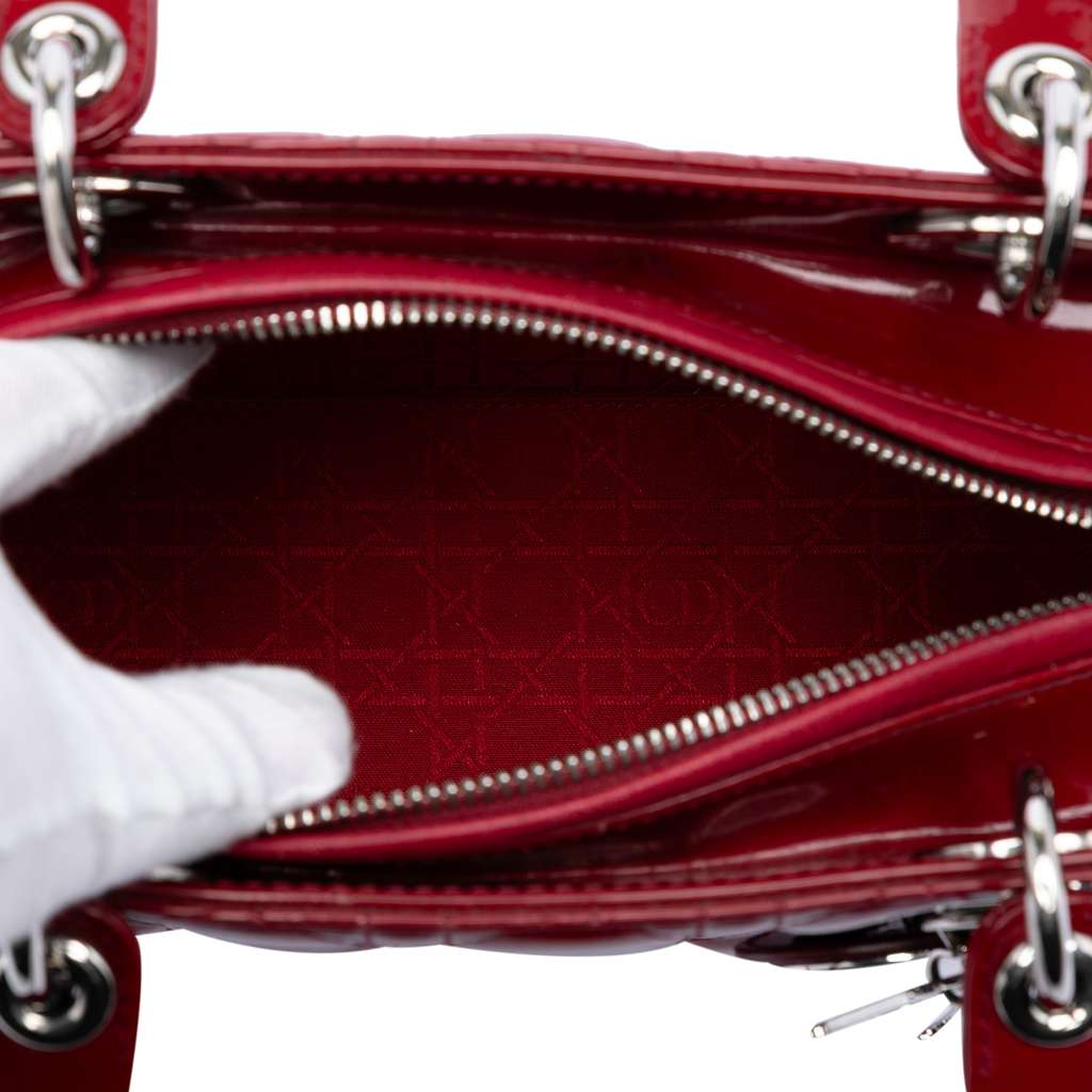 Dior Medium Patent Cannage Lady Dior Red Leather Very good condition - Model View