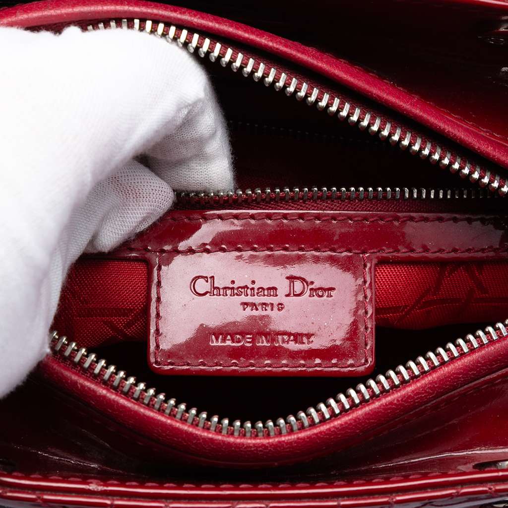 Dior Medium Patent Cannage Lady Dior Red Leather Very good condition - Box View