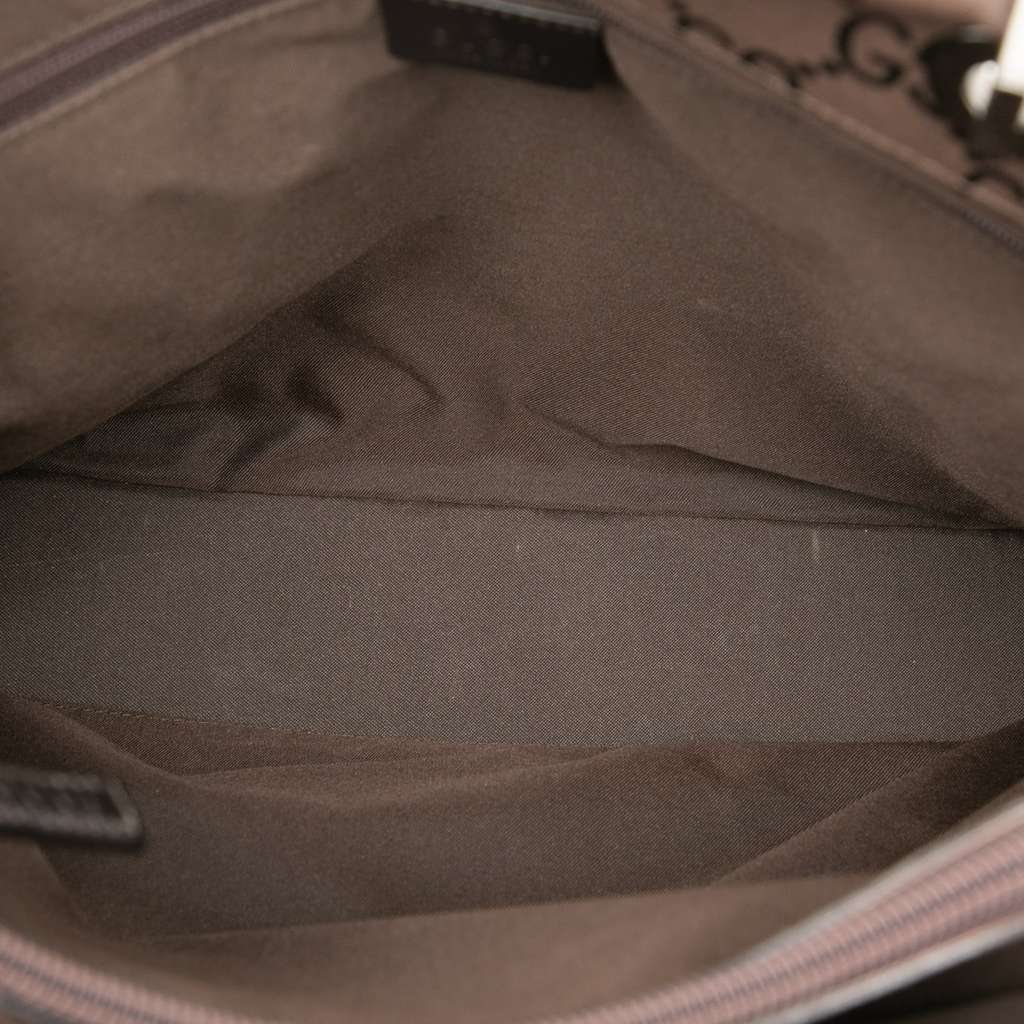 Gucci GG Nylon Bamboo Handbag Brown Very good condition - Model View
